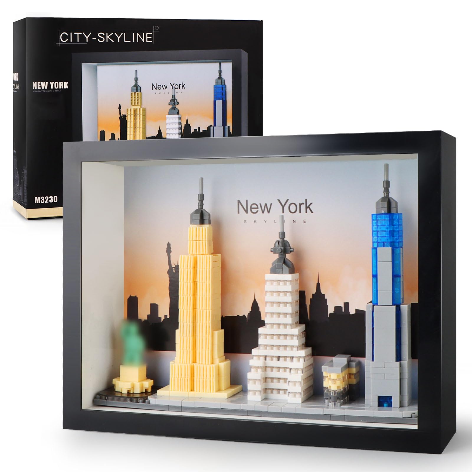 Vziimo New York Skyline frame with micro-blocks for wall display and daily admiration