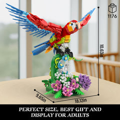 Vziimo parrot on floral base enhances shelves and desks.