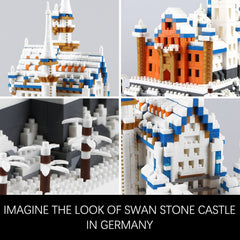 Vziimo Swan Stone Castle micro blocks model, a challenging architecture project.