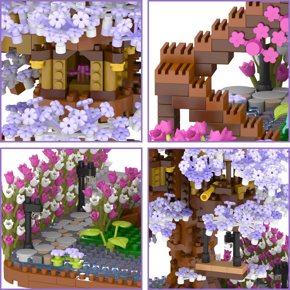 Vziimo tree-house castle close-up emphasizes hidden design and rewarding display after completion.