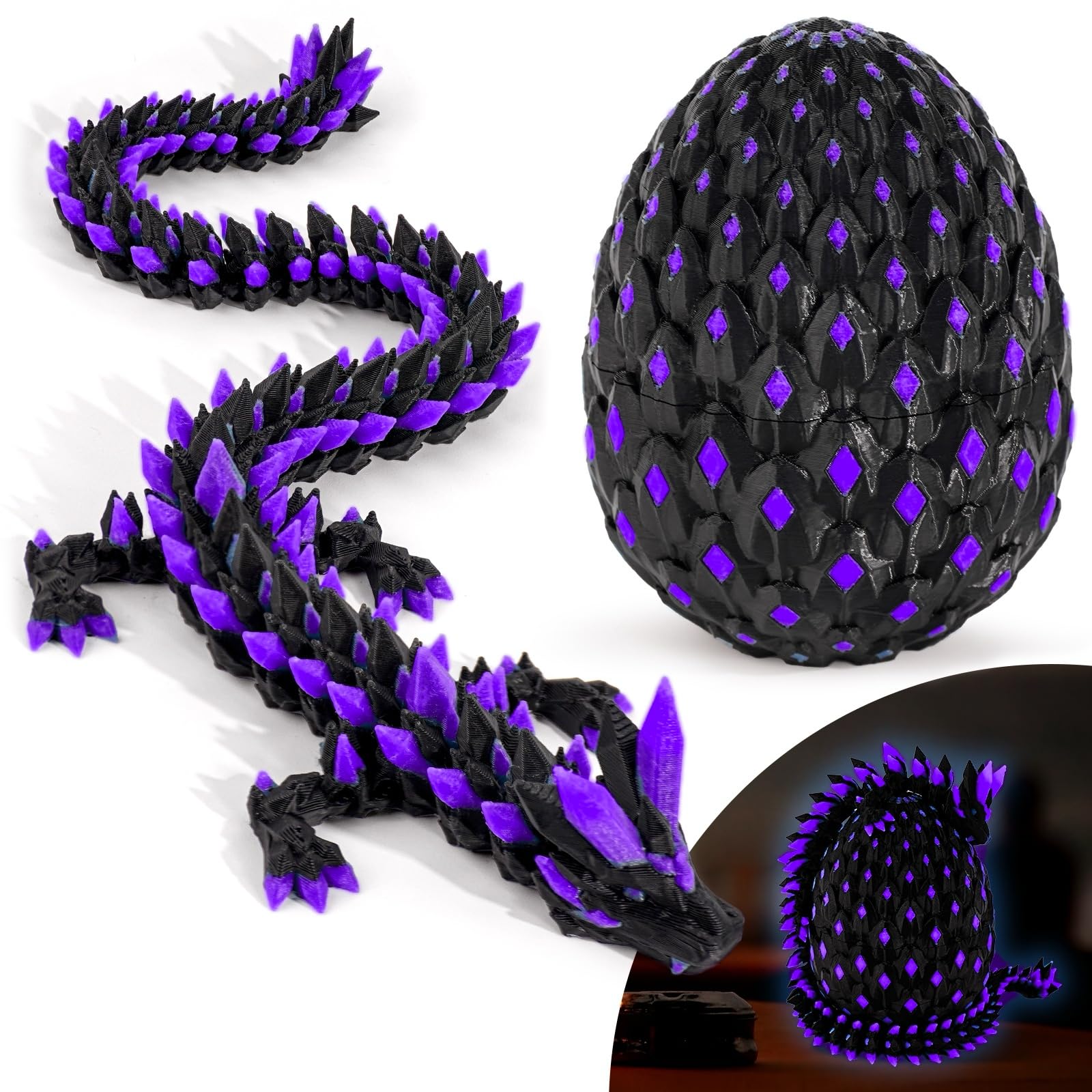 Waaaandefu dragon and egg glow set with articulated dragon for display and collecting