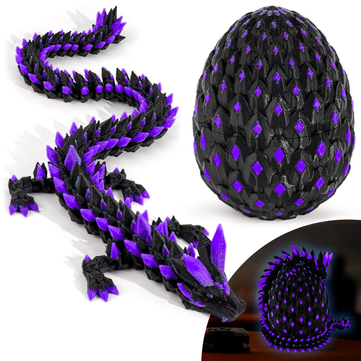 Waaaandefu dragon and egg glow set with articulated dragon for display and collecting