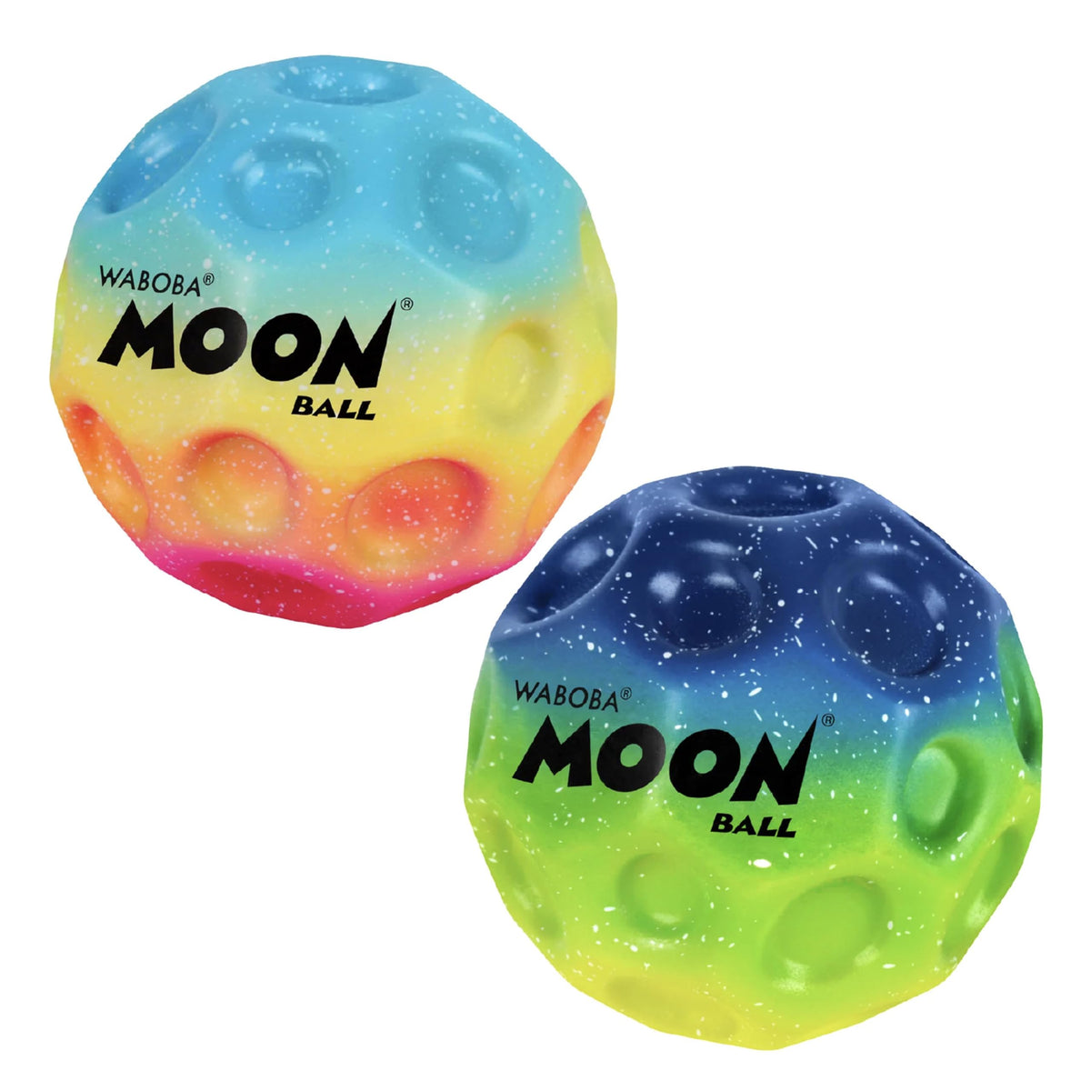 Waboba Gradient Moon Ball 2 Pack front view with vibrant rainbow colors for outdoor play