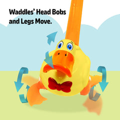 No batteries needed; Waddles quacks during push play