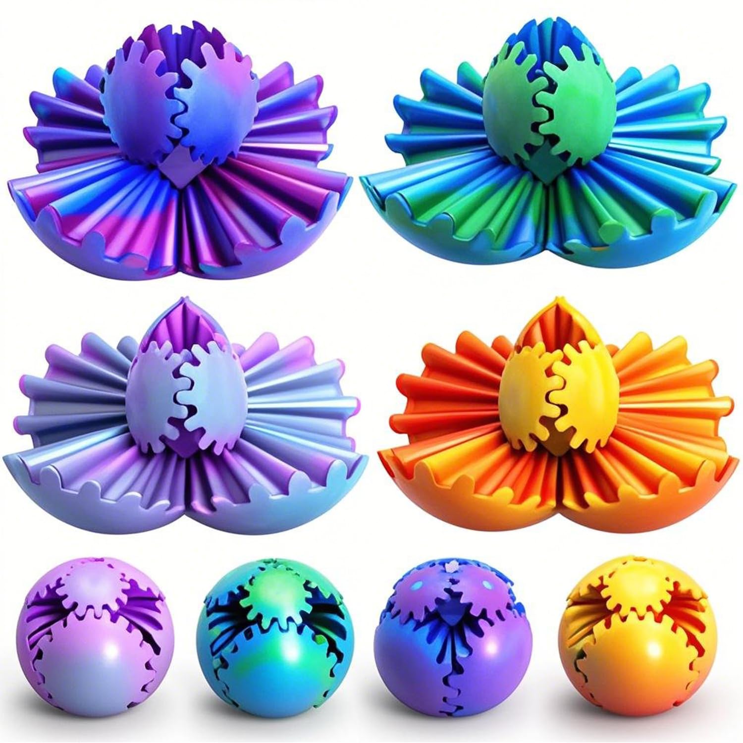 wagkew Gear Ball blue spinning action for focus and calm at your desk.