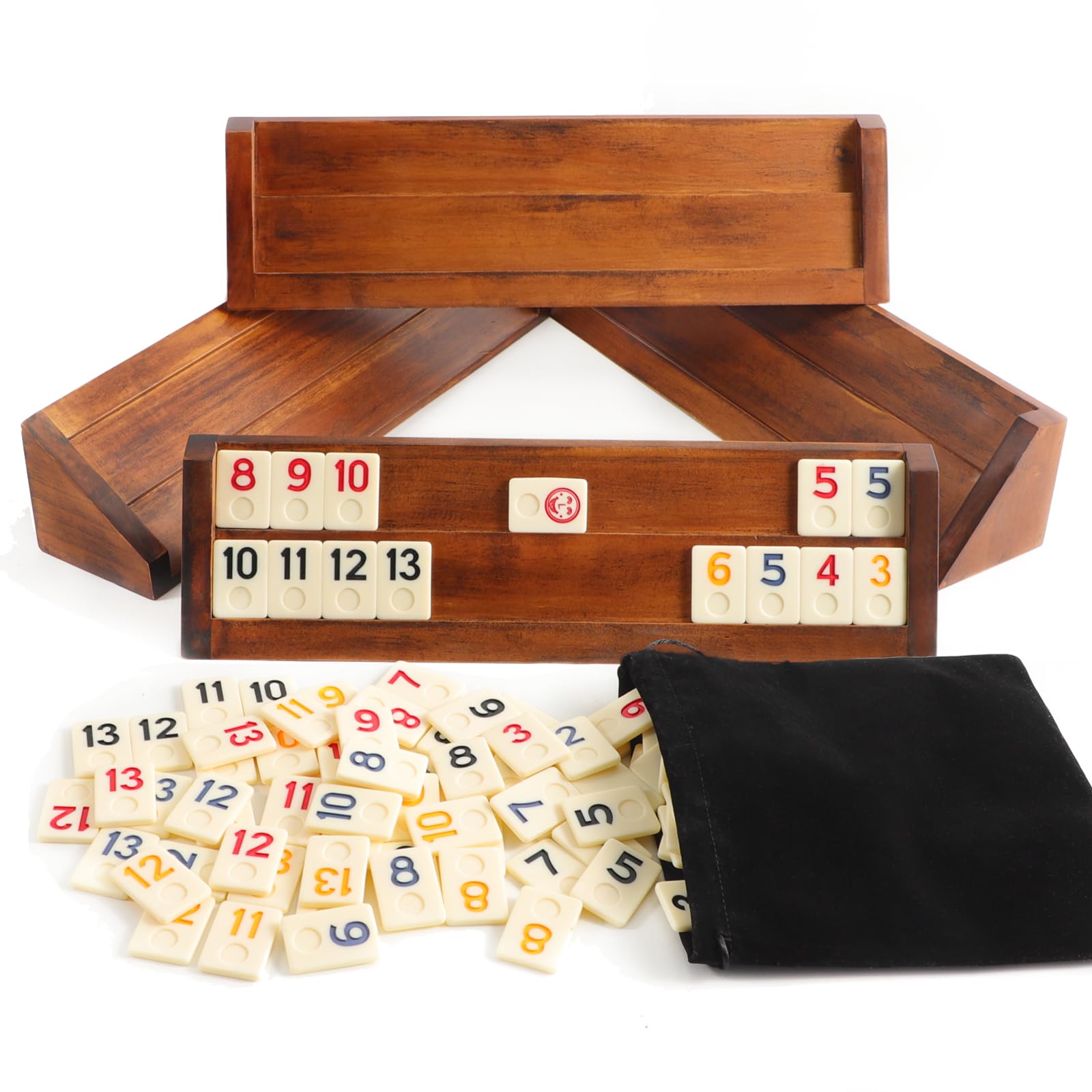 Wahartoly Rummy Cube Game large wooden racks for stable gameplay
