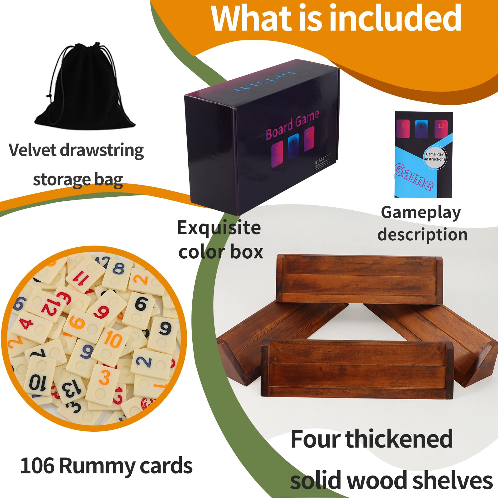 Wahartoly Rummy Cube Game 106-tile set ready for play