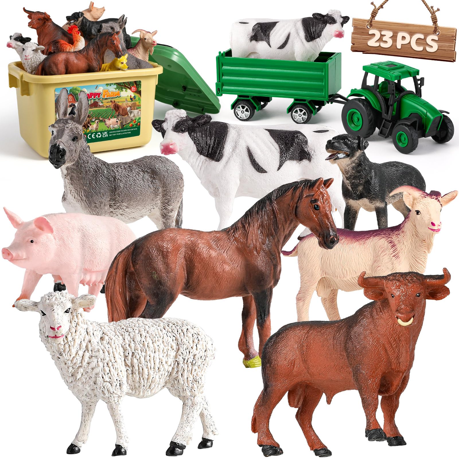 WAIIW farm animal toys 23-piece set for imaginative play and learning.