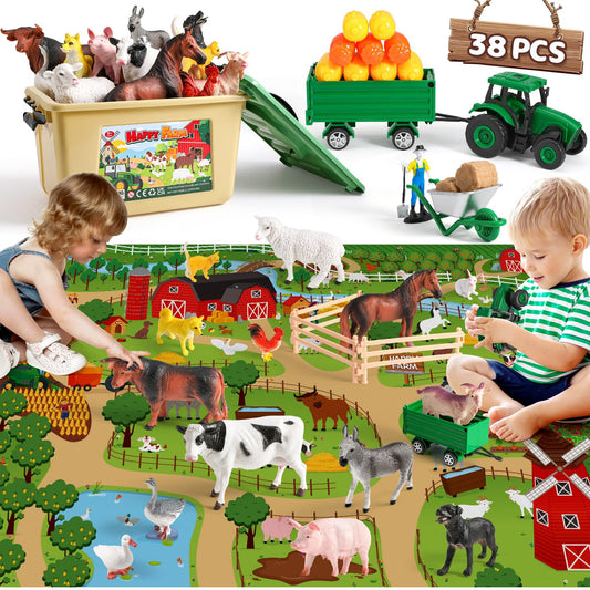 WAIIW farm animal toys set with 38 pieces for imaginative play.