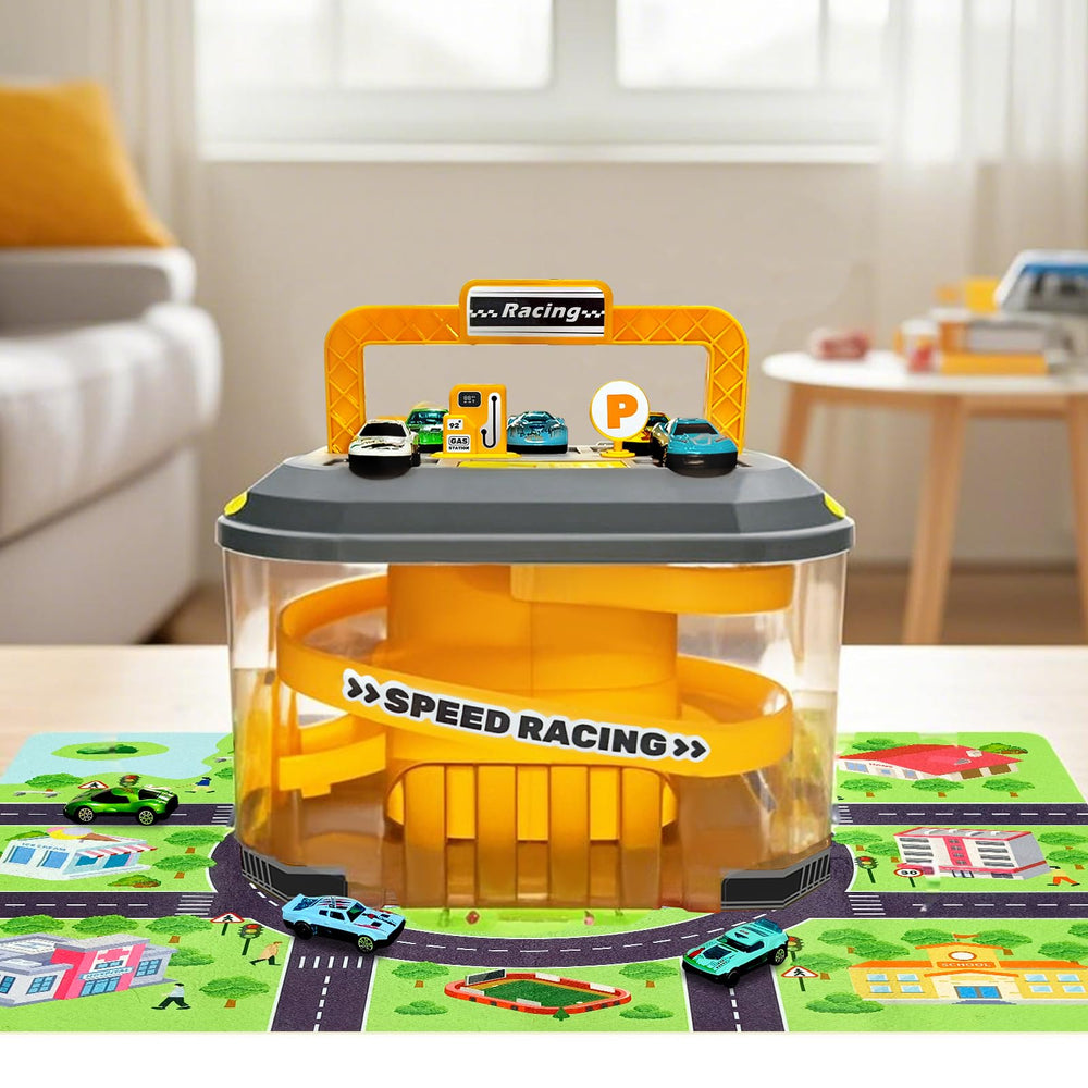 Waivvy snap-together track pieces forming a modular racing layout