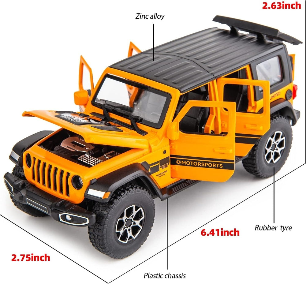 WAKAKAC Wrangler 1/32 diecast side view shows detailed chassis and alloy body