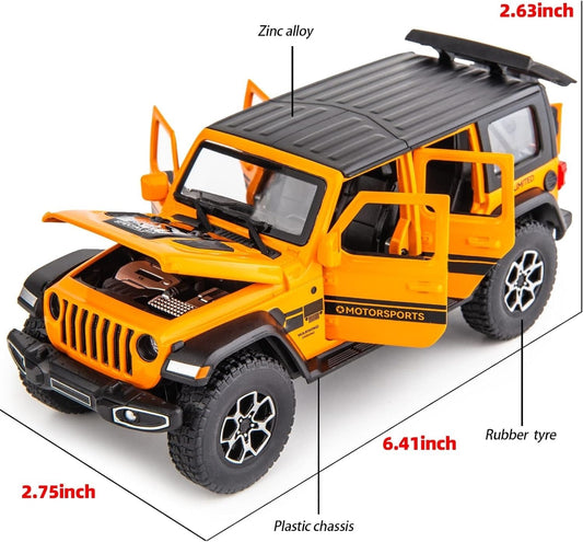 WAKAKAC Wrangler 1/32 diecast side view shows detailed chassis and alloy body