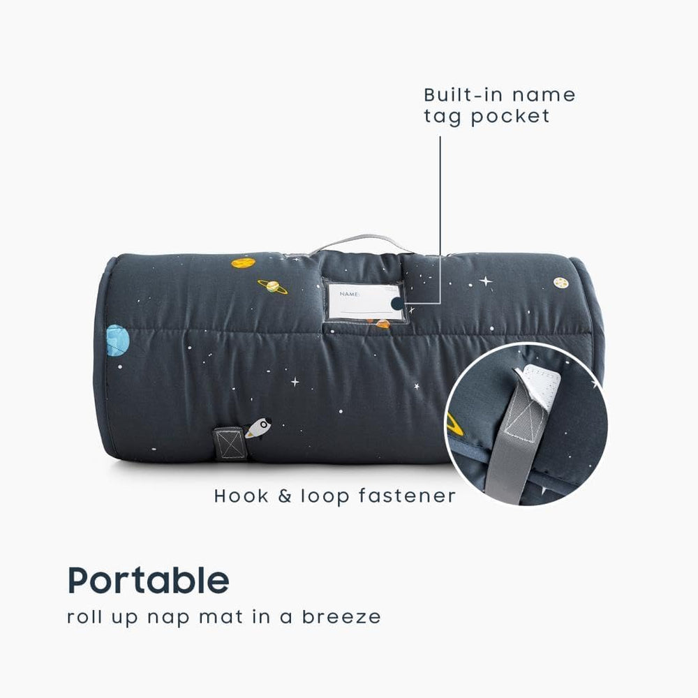 Wake In Cloud nap mat blanket included offers extra warmth during rest.
