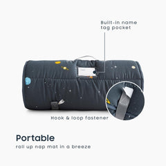 Wake In Cloud nap mat blanket included offers extra warmth during rest.