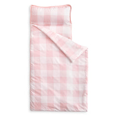Wake In Cloud toddler nap mat with gingham plaid roll-up for easy preschool naptime.