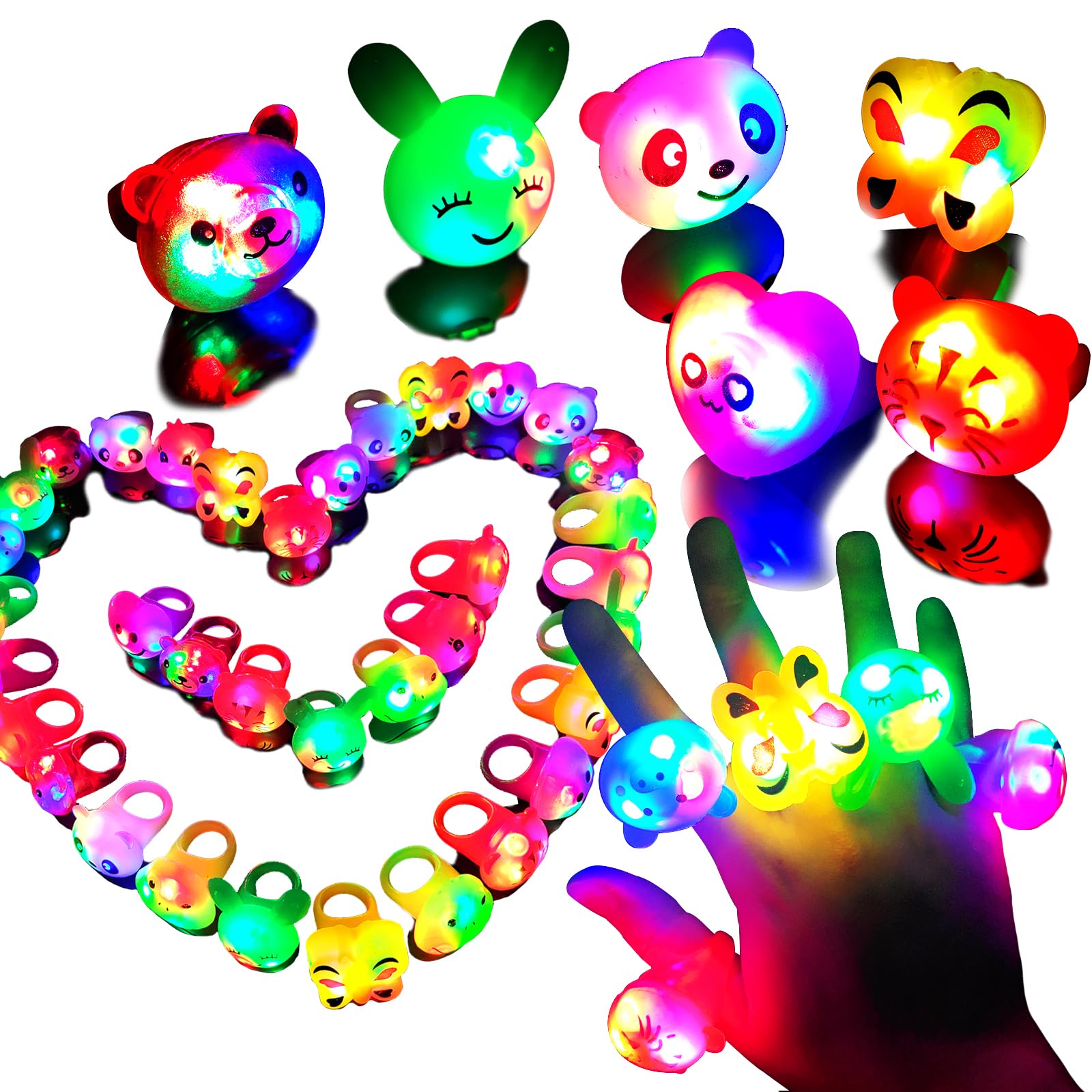 Wakestar 24-pack LED light-up rings with bright colors for party favors