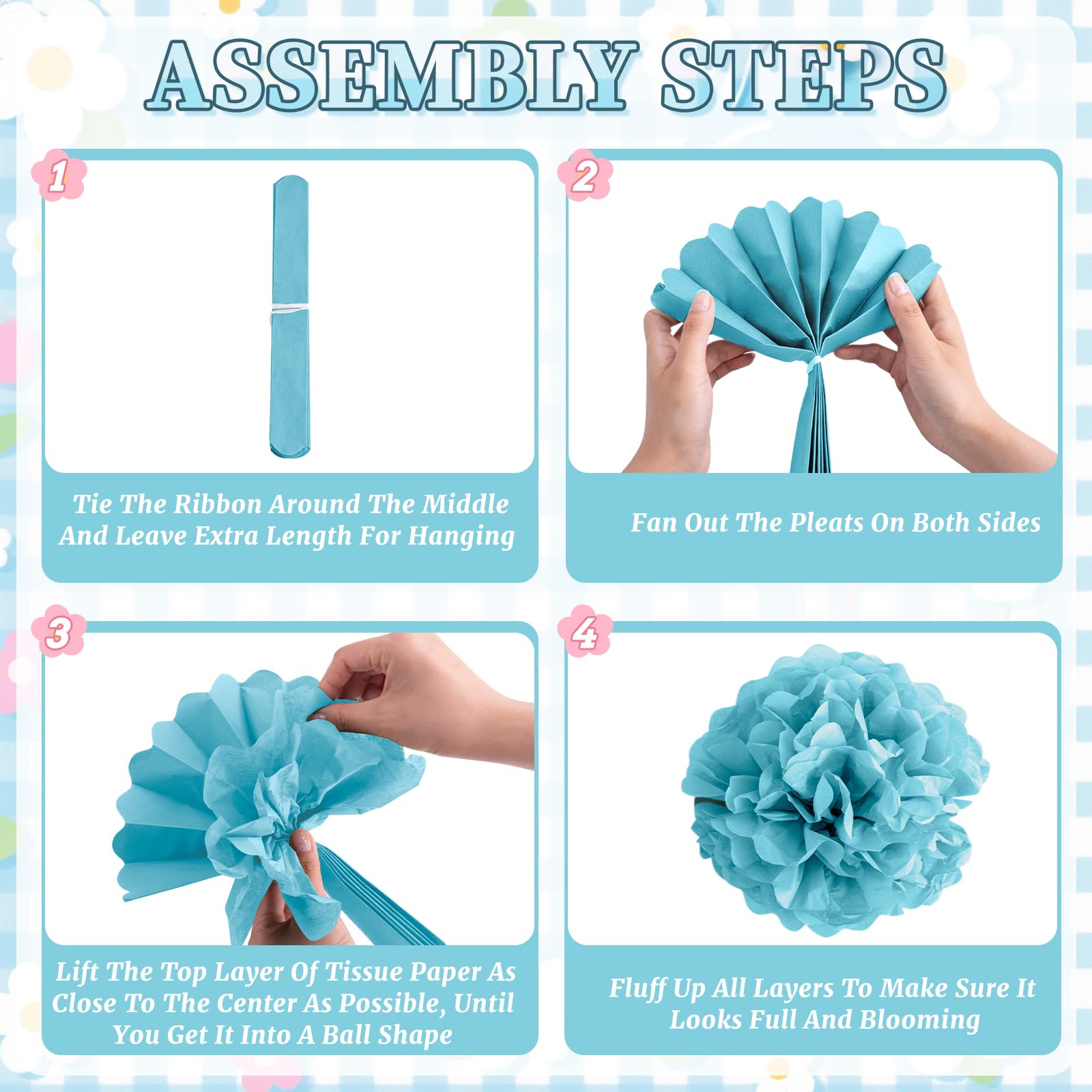 Wakeys blue fringe curtain creates a stylish party backdrop.