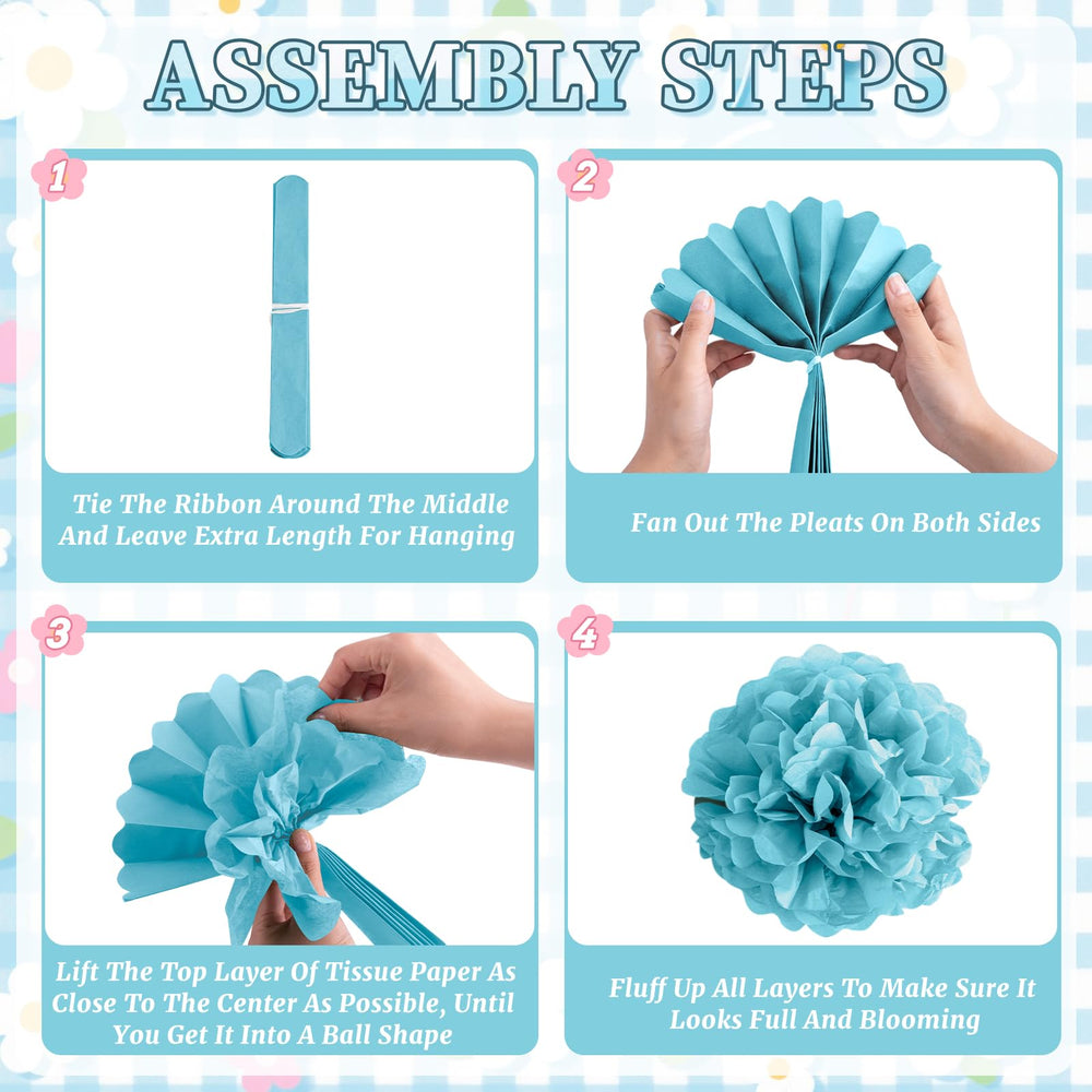 Wakeys blue fringe curtain creates a stylish party backdrop.