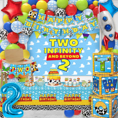 Wakeys Two Infinity and Beyond balloons set adds vibrant color to party décor.