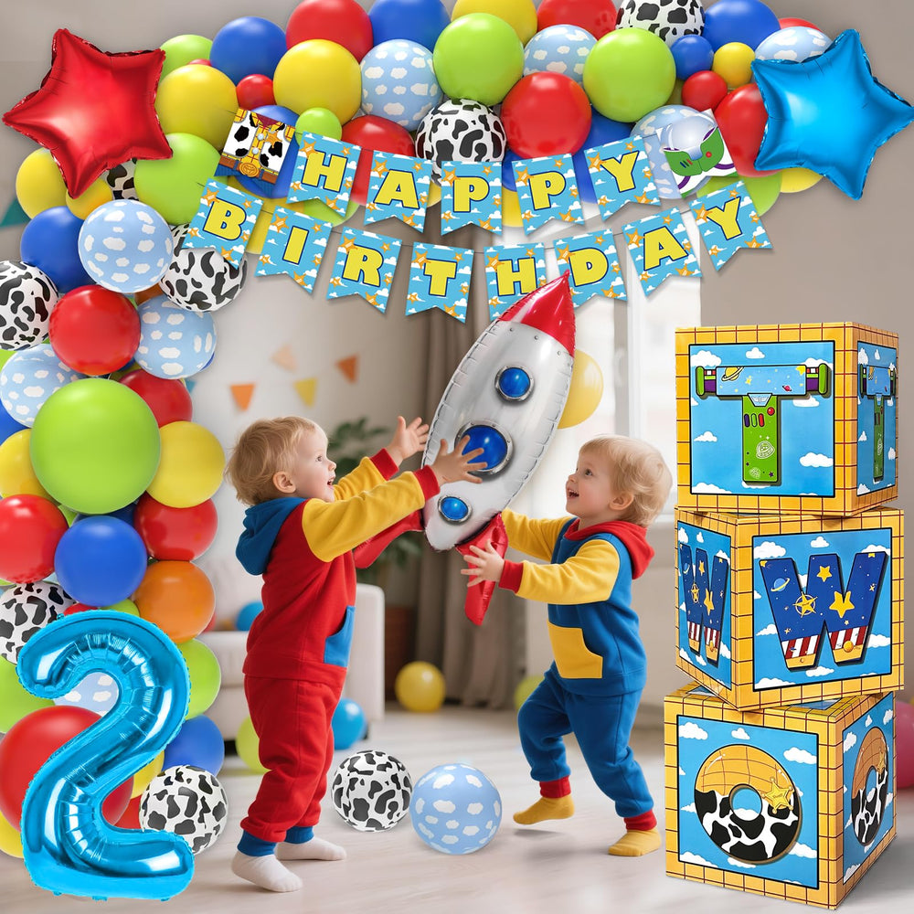 Wakeys Two Infinity and Beyond cake topper crowns the birthday cake.