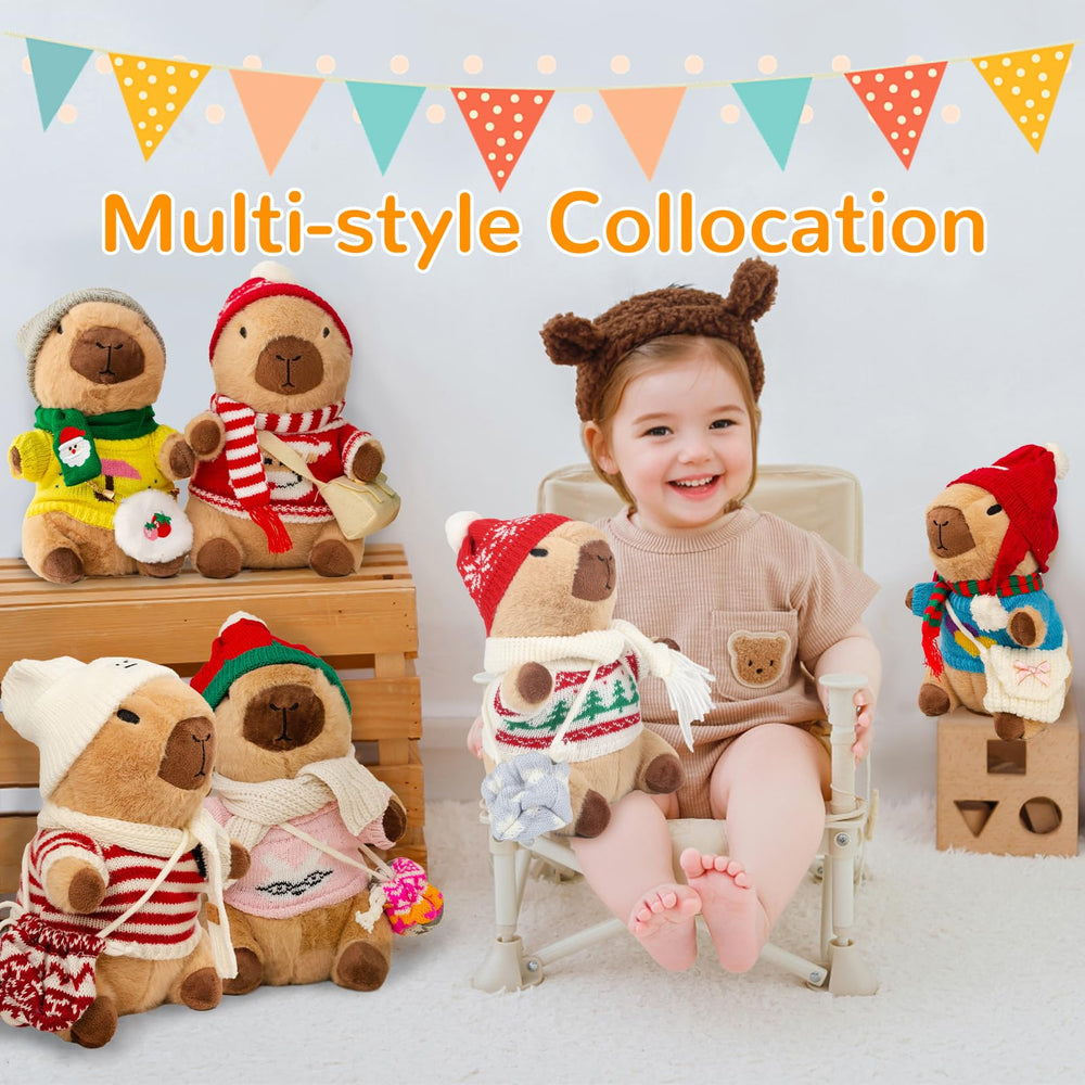 WAKSUN Capybara plush with sweaters—warm textures invite comforting companionship.