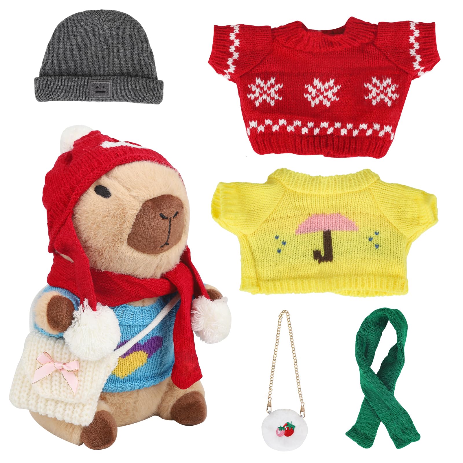 WAKSUN Capybara plush with outfits and hats ready for dress-up play