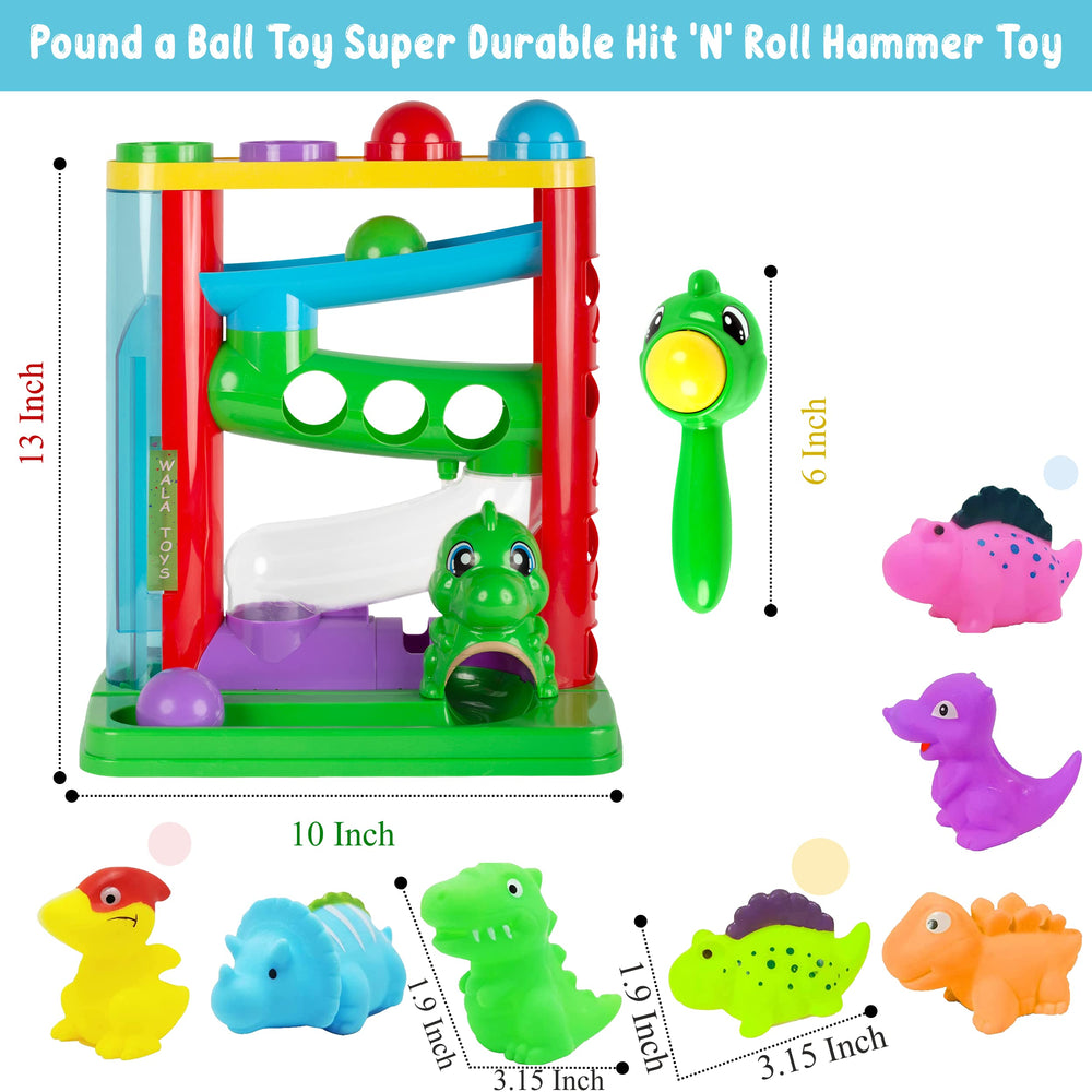 WALA Pound a Ball Dinosaurs toy colorful balls demonstrate color differentiation and visual tracking
