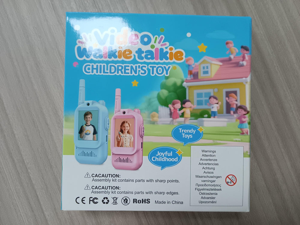 Walant blue walkie talkie side view shows compact design for small hands
