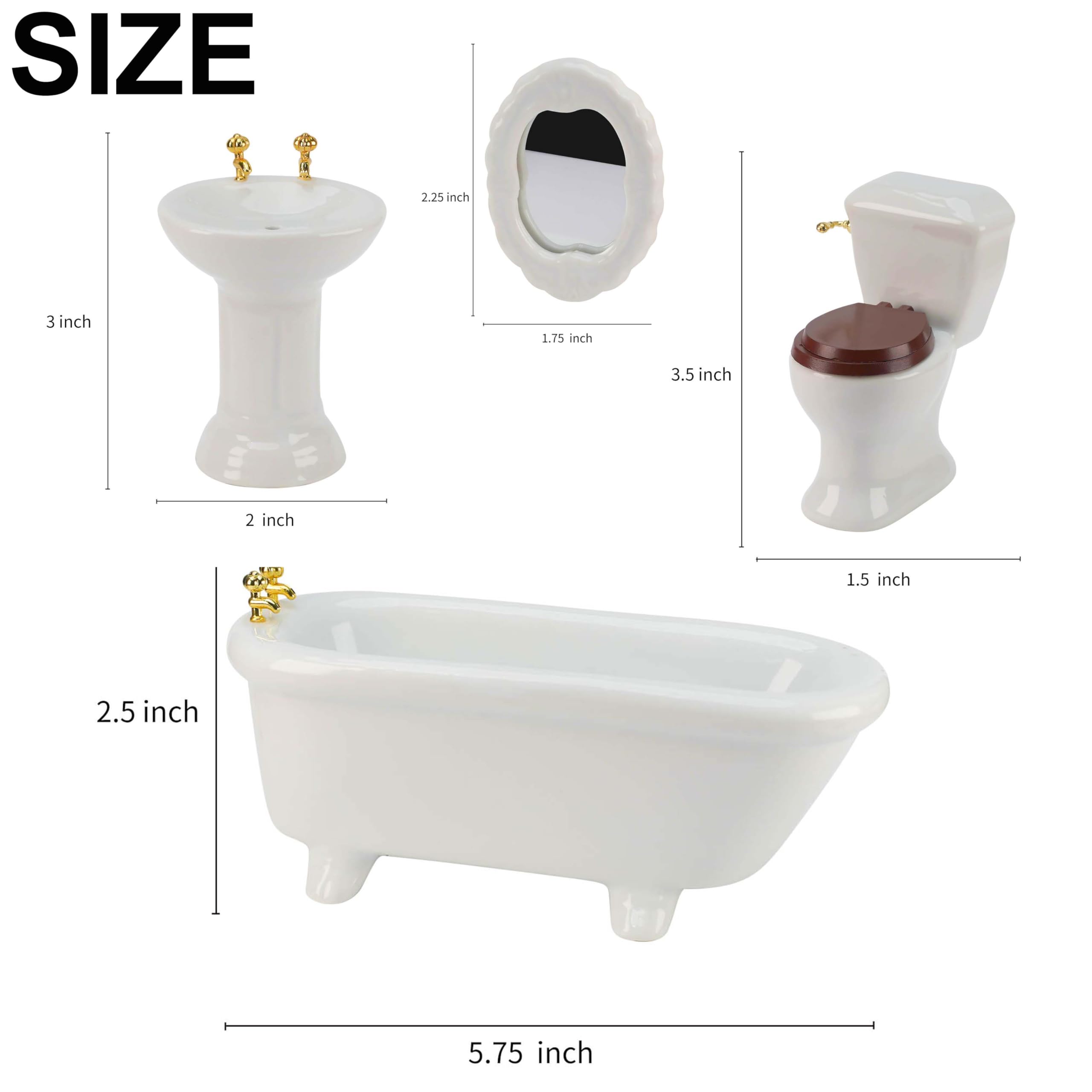 Waldosia 1-12 scale porcelain bathroom set completes a cohesive mini room