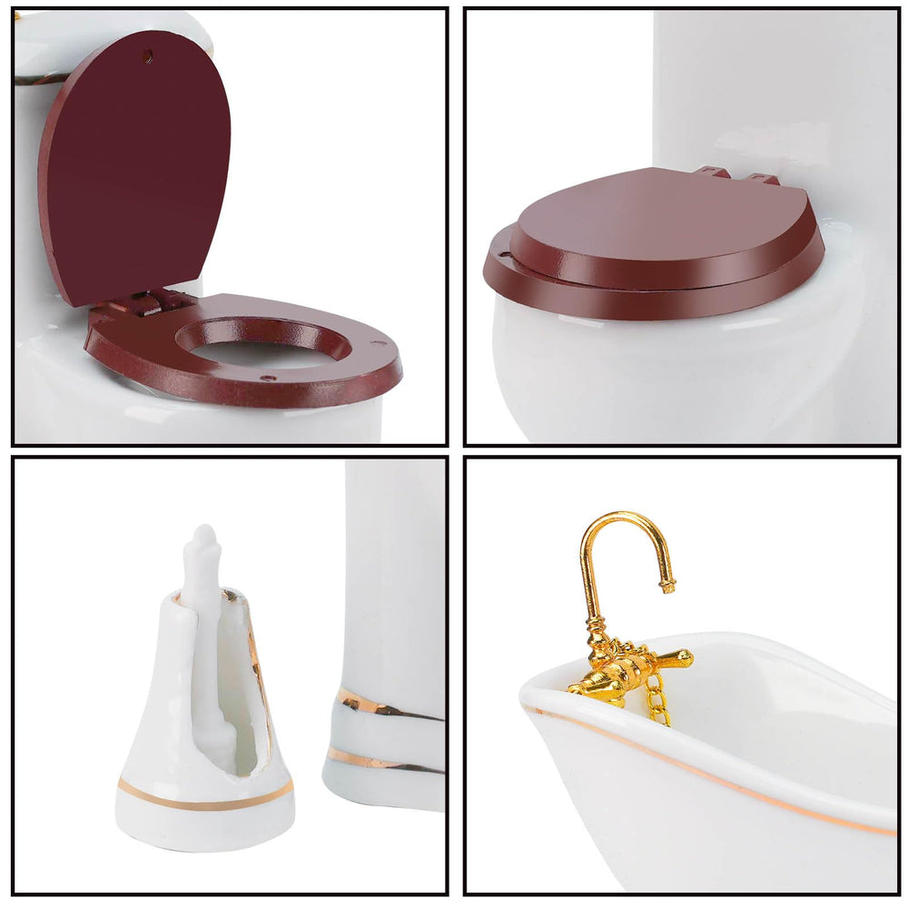 Waldosia working dollhouse toilet tank with opening seat adds authentic detail