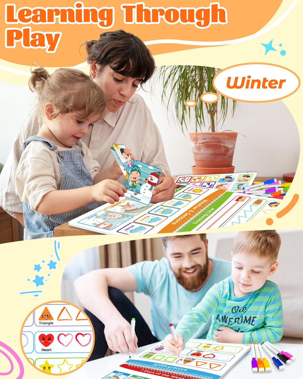 Walenced Busy Book Toddlers alphabet numbers learning pages build early literacy.