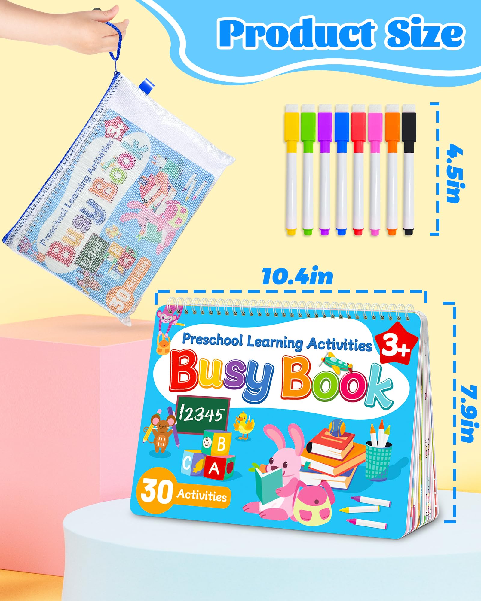 Walenced Busy Book Toddlers colorful illustrations engage learners without screens.