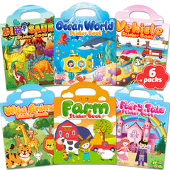 Walenced reusable sticker book cover with bright themes for creative play.