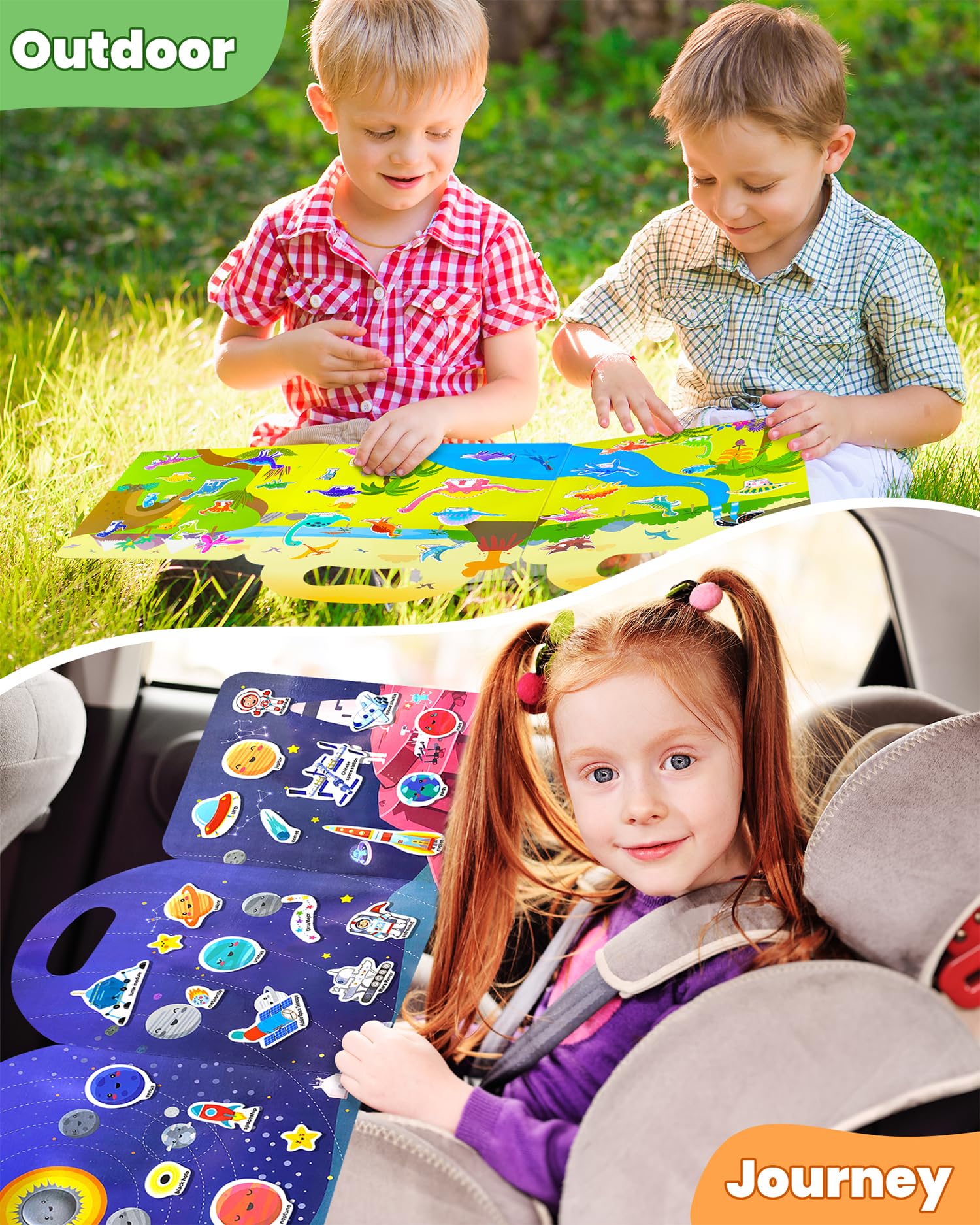 Walenced sticker book space pieces to spark exploration and vocabulary