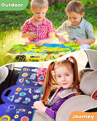 Walenced sticker book space pieces to spark exploration and vocabulary
