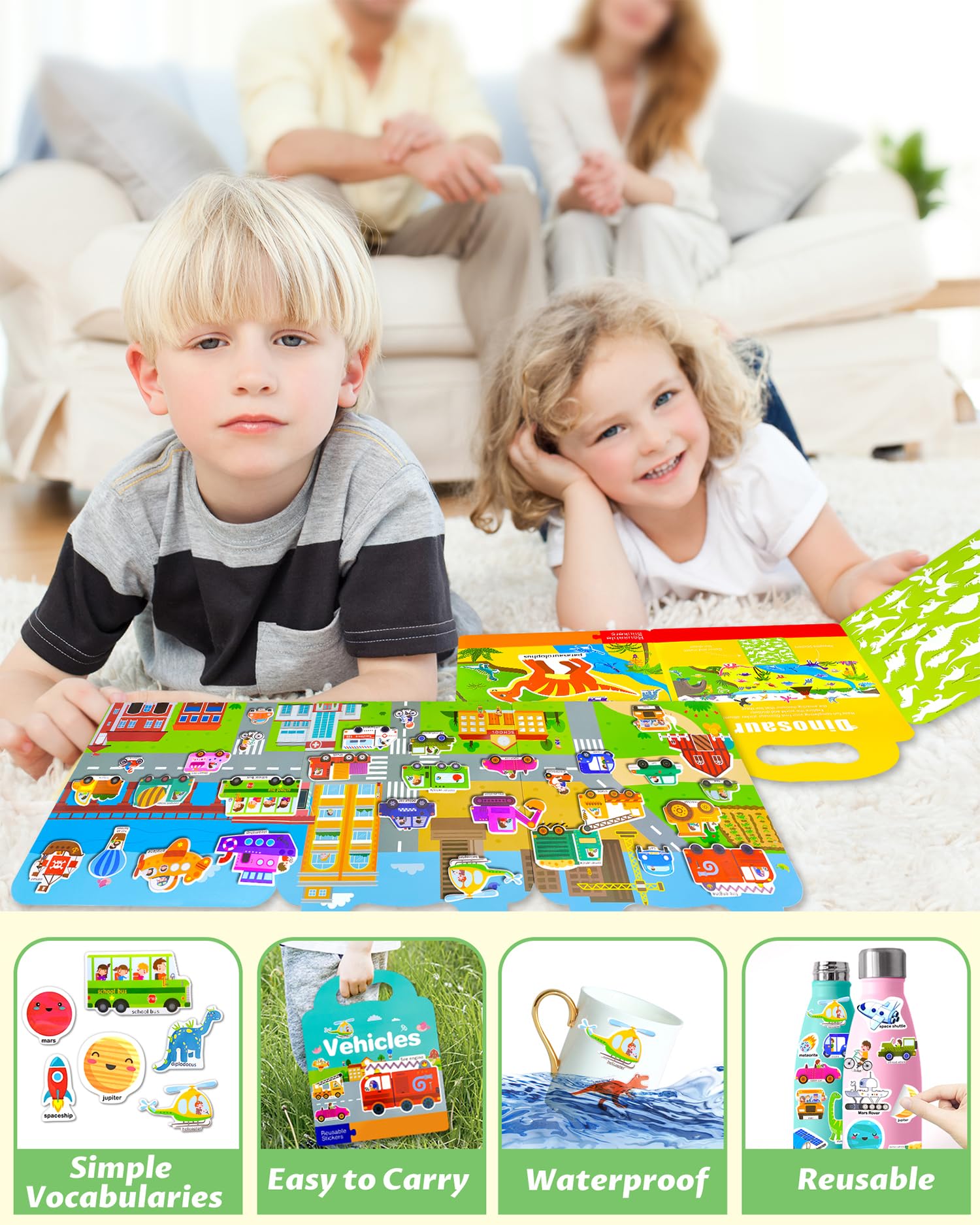 Walenced sticker book window play for mess-free, screen-free activity