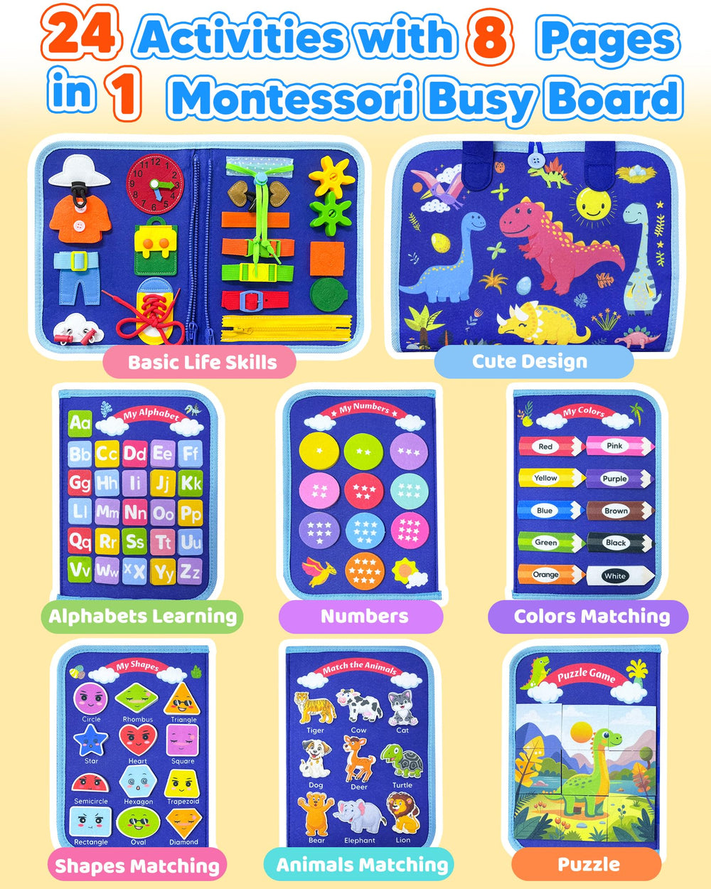 Walenty Busy Board kids learning through play enhances concentration and problem-solving.