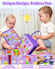 Walenty Busy Board uses soft wool felt for safe, durable play