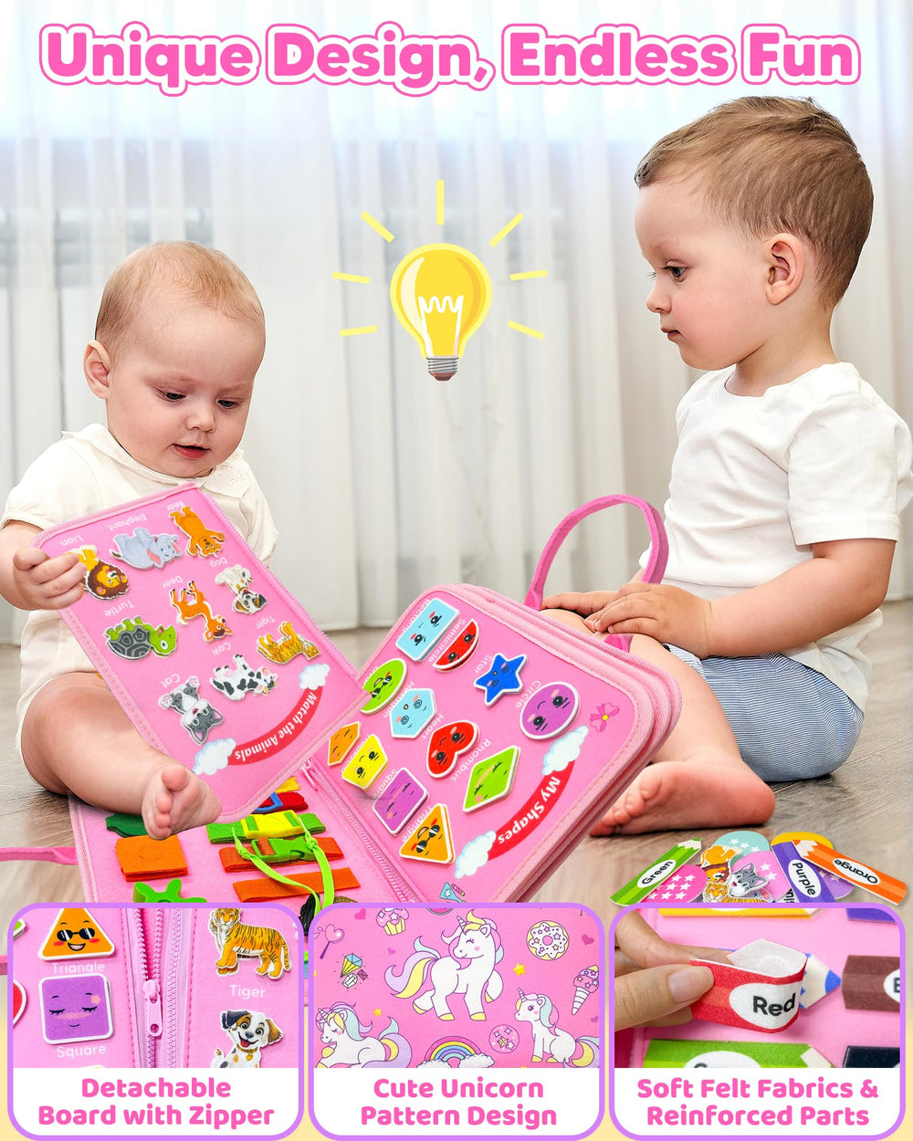 Walenty Busy Board is travel-friendly, great for long car and plane trips.