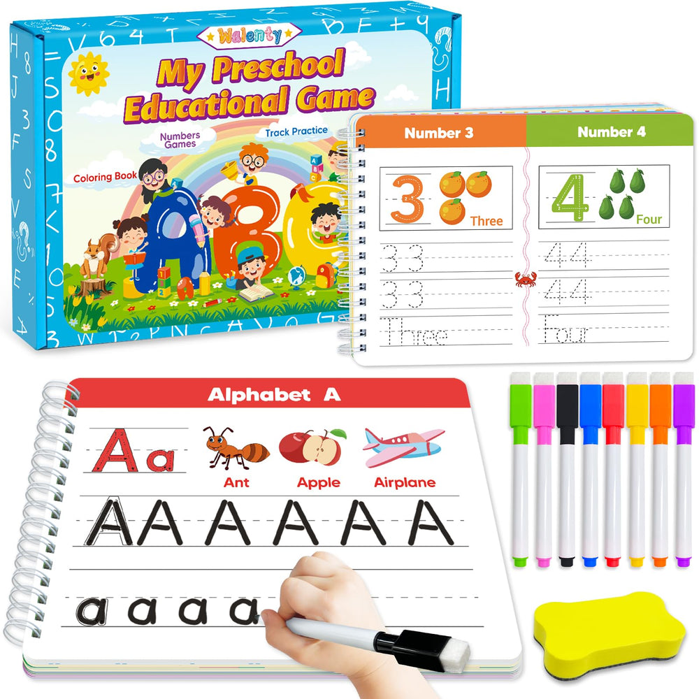 Walenty preschool workbook cover showing colorful tracing activities for early writing practice.