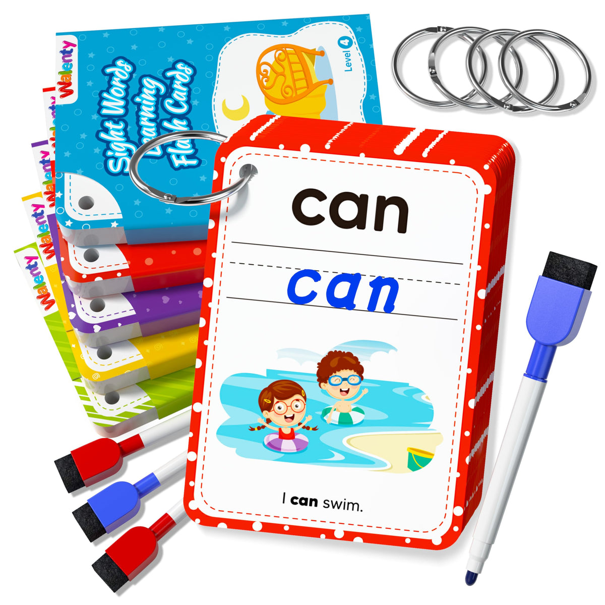 Walenty sight words flash cards with a colorful pack cover for quick study sessions