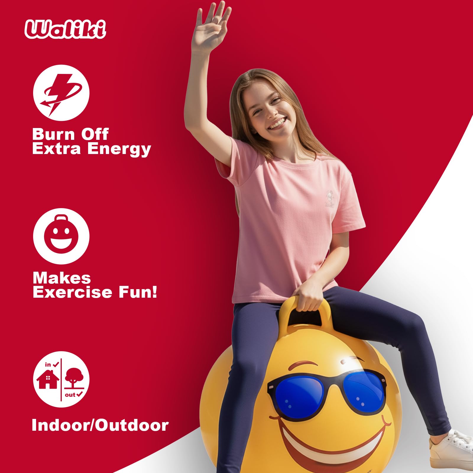 WALIKI durable ride-on ball with pump enables quick inflation