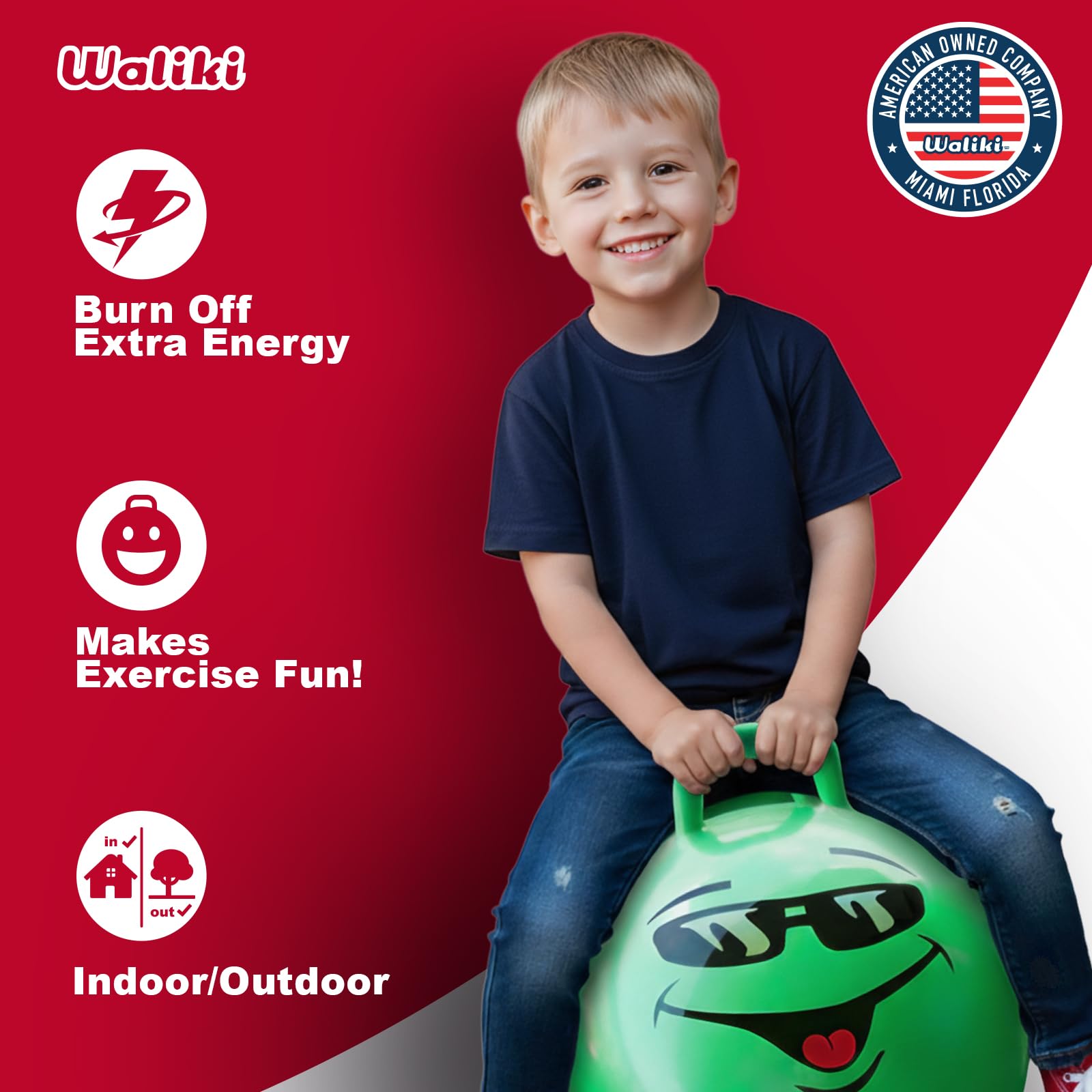 Waliki Hop Ball in green supports family bonding during active playtime.