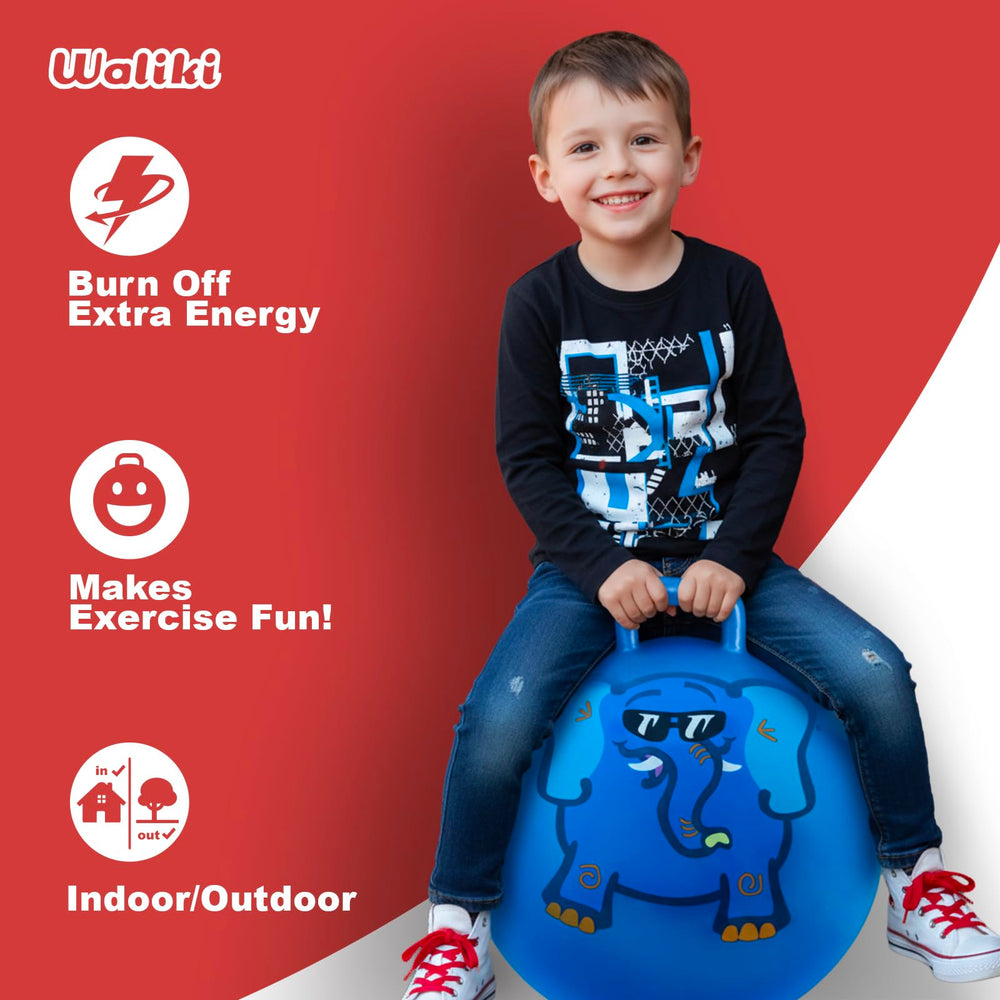 Waliki Hopper Ball 18in blue child bouncing safely with supportive features.