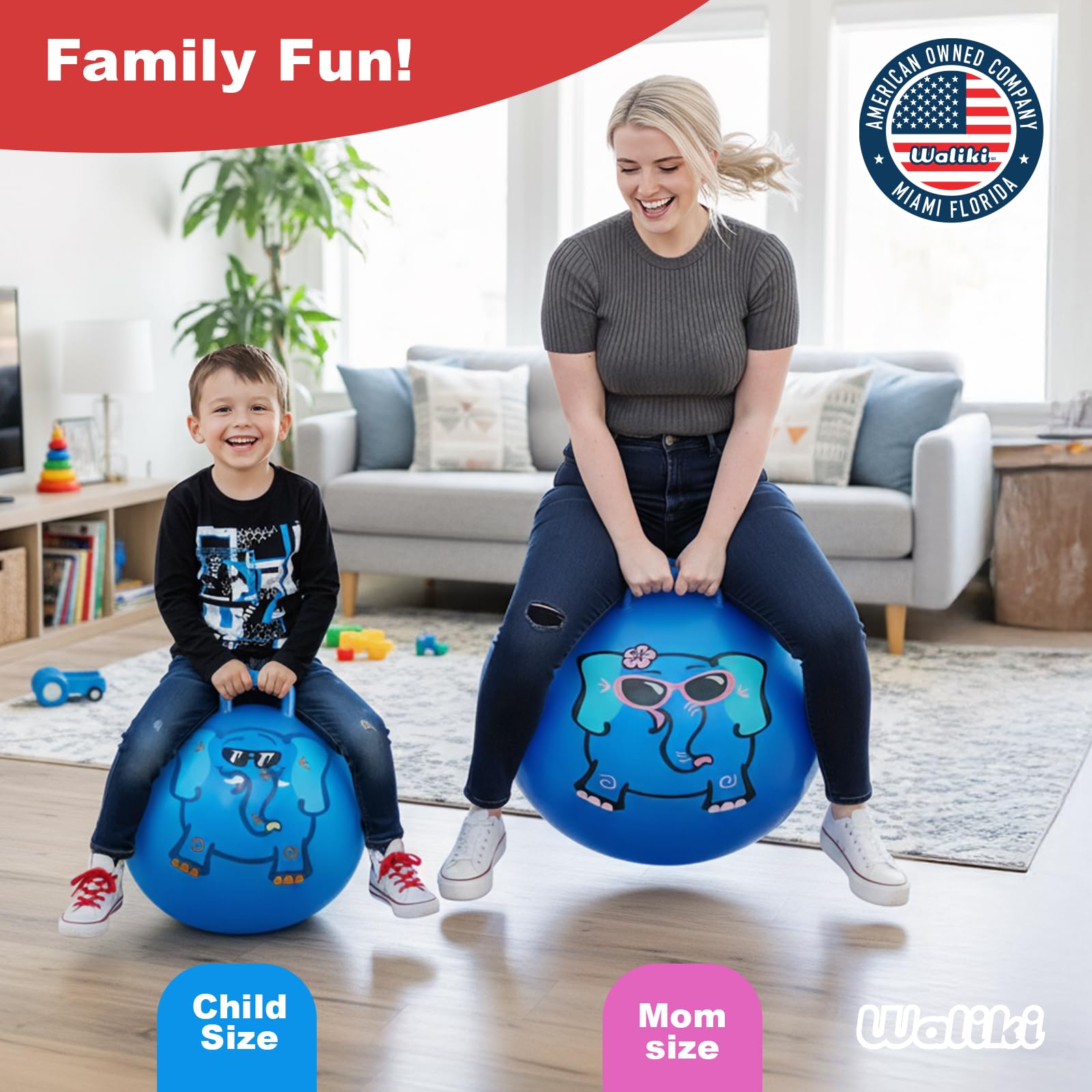 Waliki Hopper Ball 18in blue durable toy for active kids.