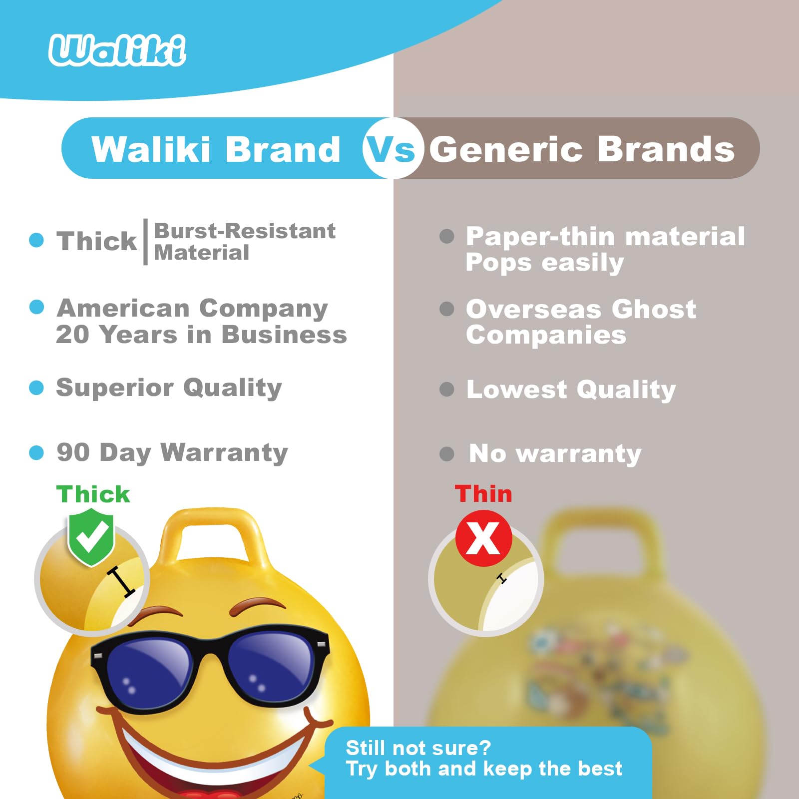 Waliki Hopper Ball 18in blue supports imaginative play and daily activity.