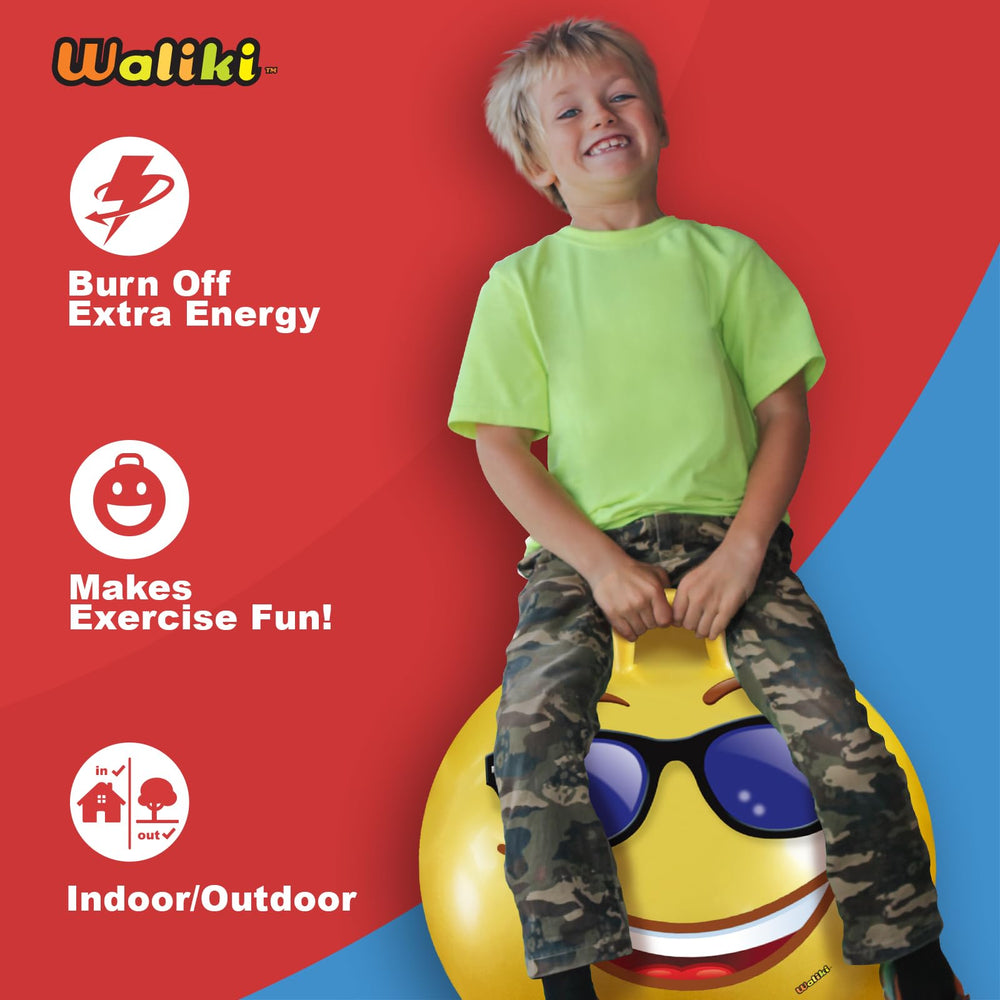 Kids jumping with Waliki Hopper Ball outdoors for active fun