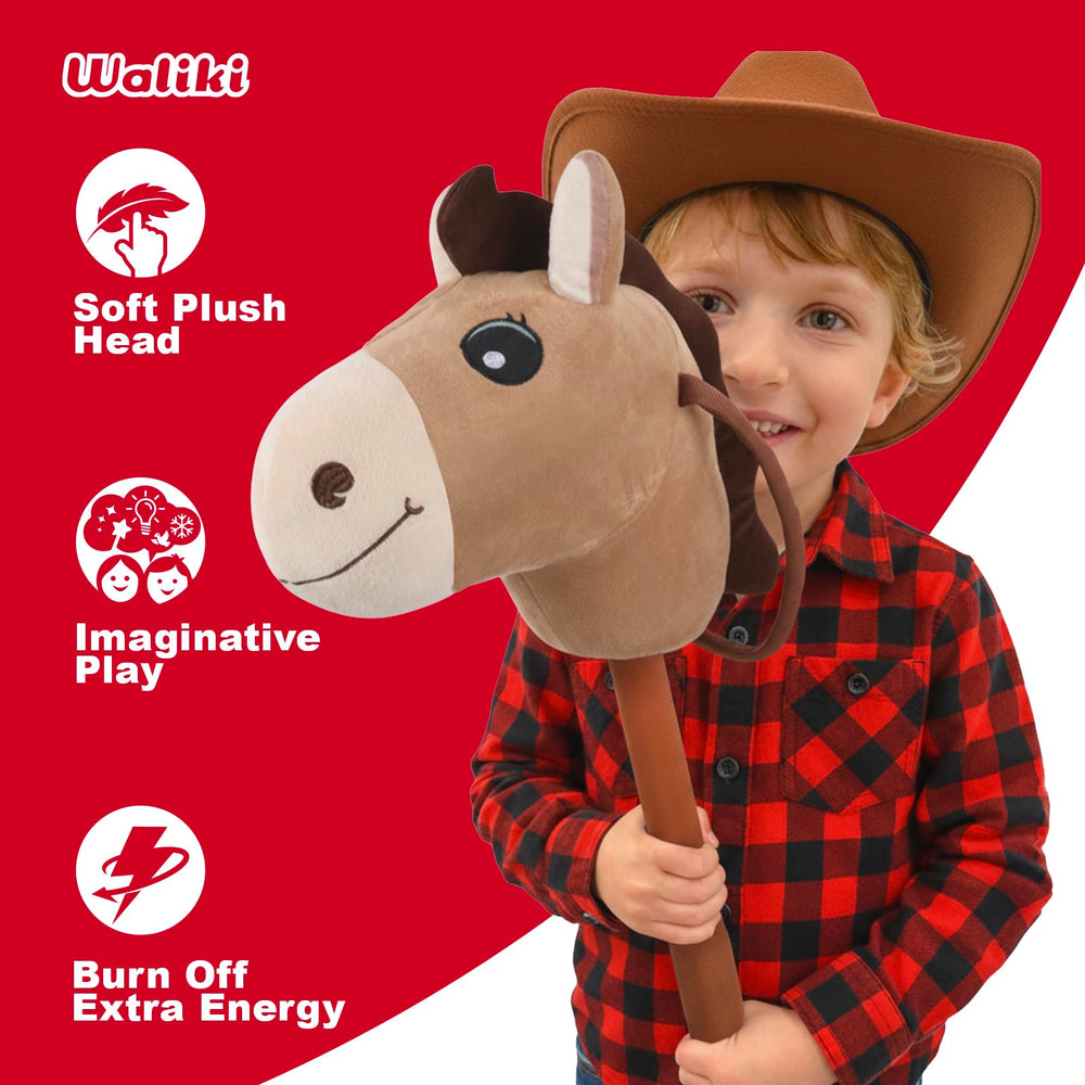 WALIKI stick horse toy in dress-up setup for role-play.