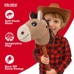 WALIKI stick horse toy in dress-up setup for role-play.