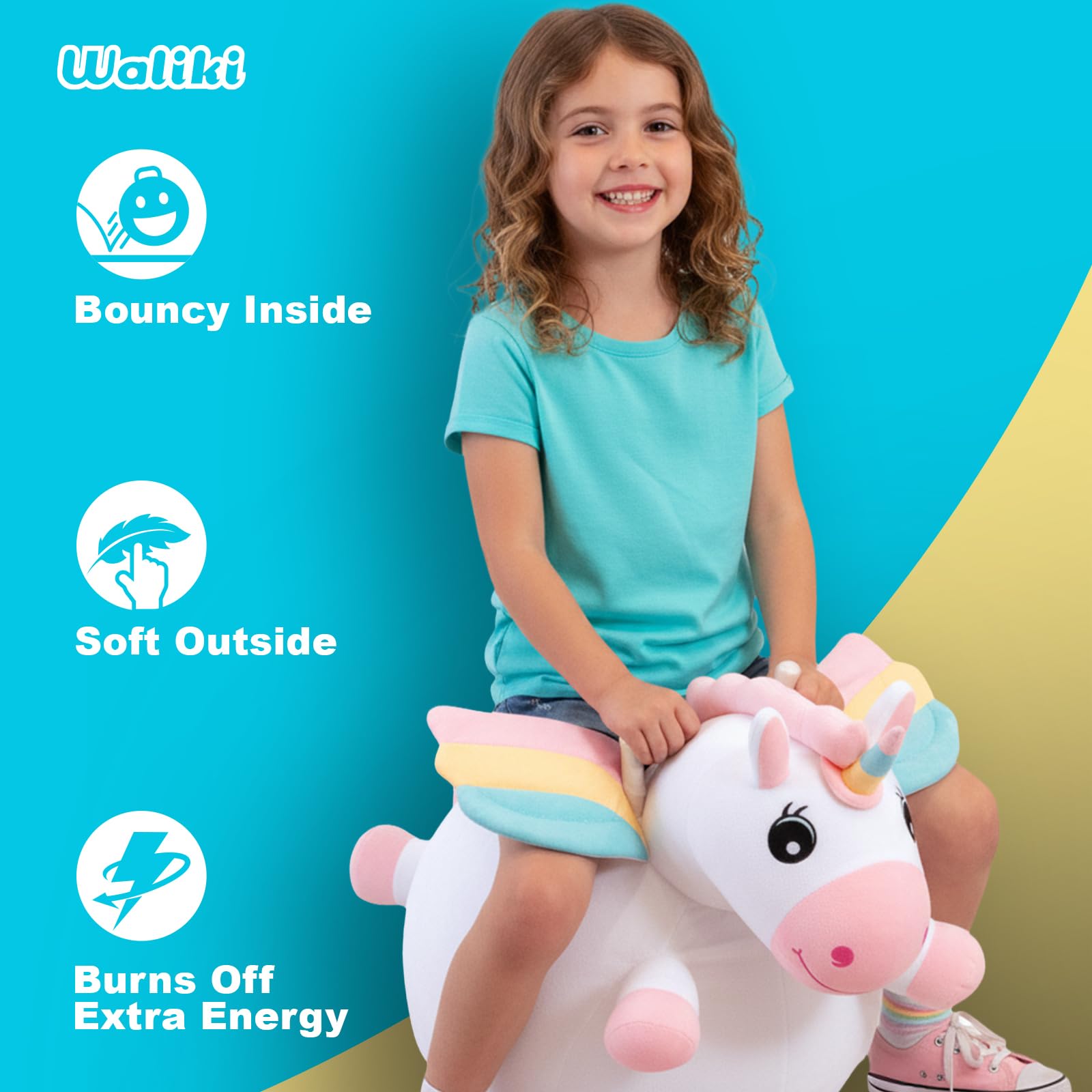 WALIKI Unicorn Hopper Ball 18-inch ride-on ready for indoor and outdoor adventures.
